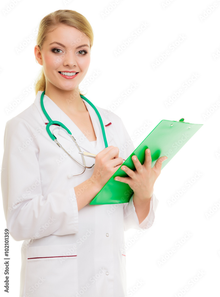 Woman doctor in lab coat with stethoscope. Medical Woman doctor in lab coat with stethoscope. Medical