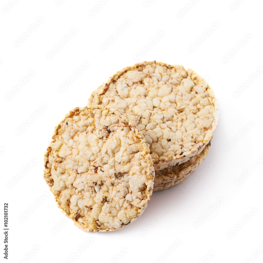Pile of diet rice crackers isolated Pile of diet rice crackers isolated