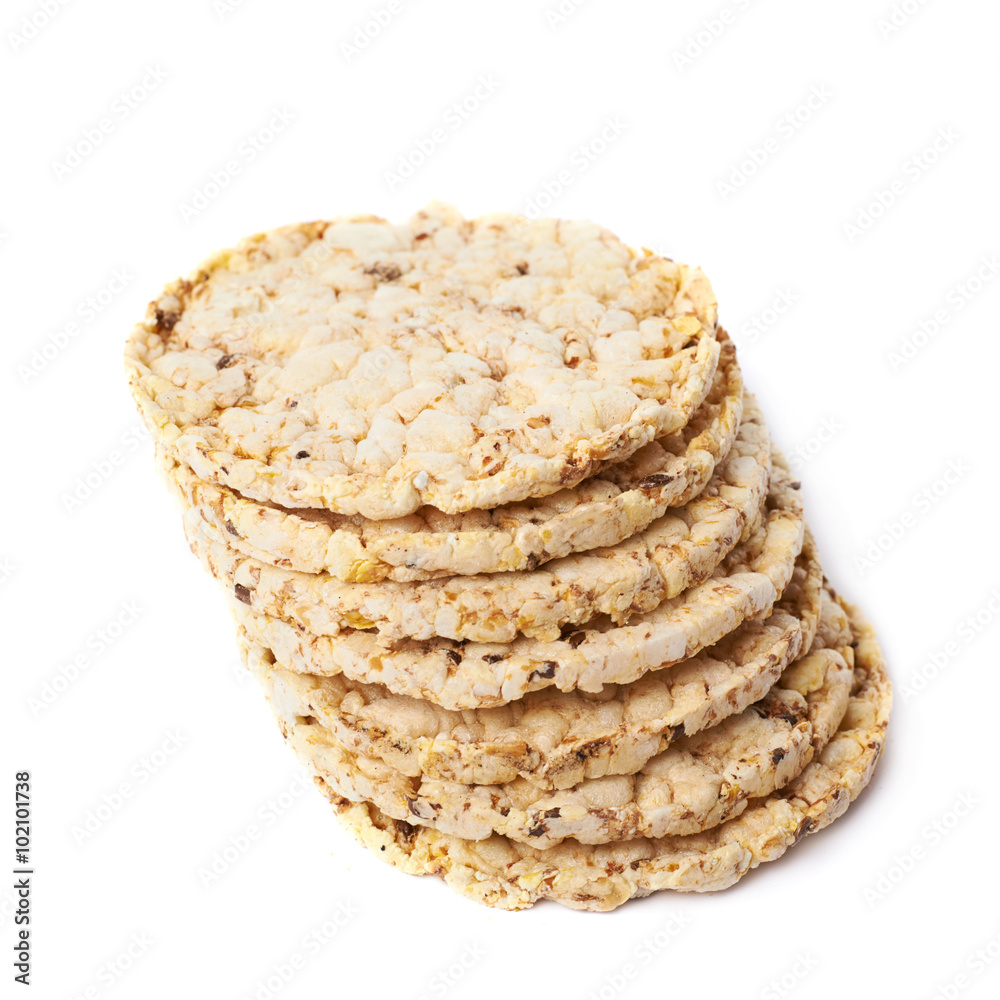 Pile of diet rice crackers isolated Pile of diet rice crackers isolated