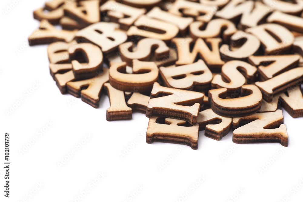 Surface covered with wooden letters Surface covered with wooden letters