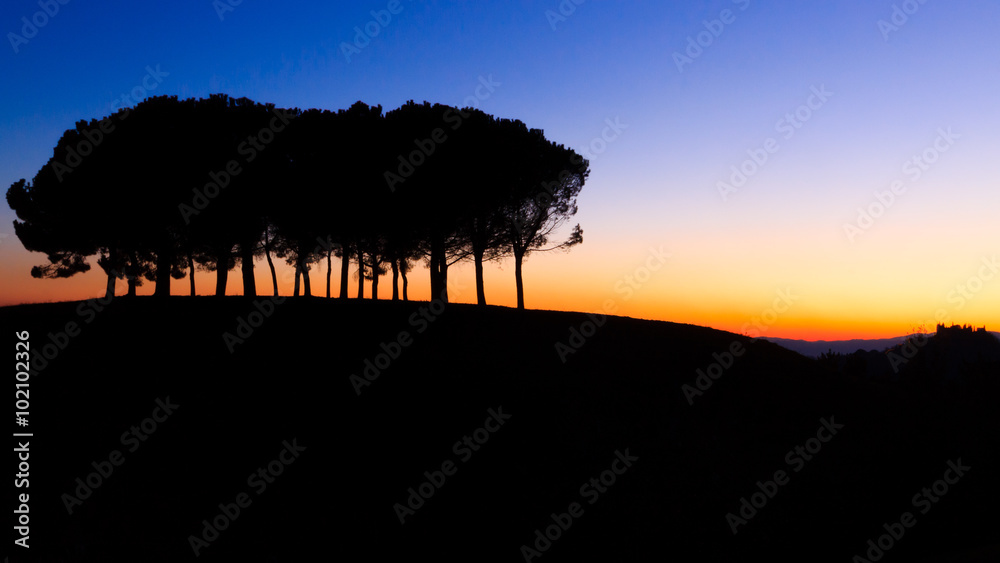 Hills panorama at sunset