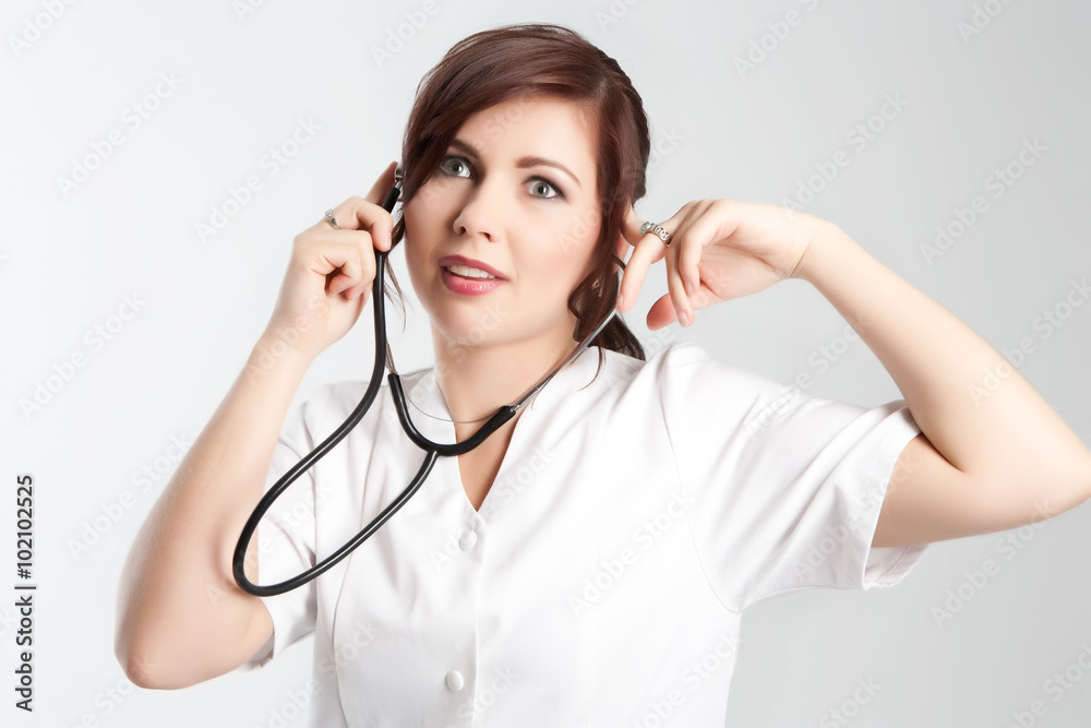 Medicine. Doctor, nurse female. In studio. Medicine. Doctor, nurse female. In studio.