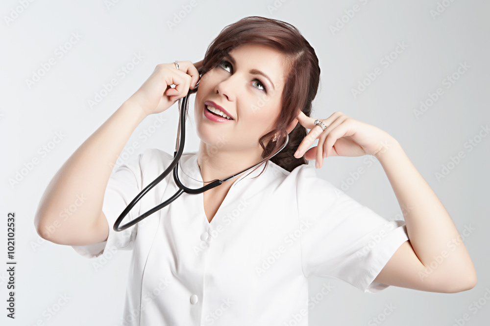 Medicine. Doctor, nurse female. In studio. Medicine. Doctor, nurse female. In studio.