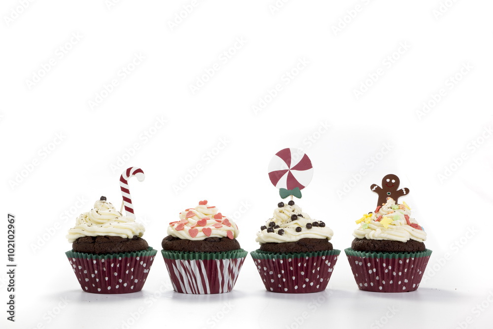 delicious muffins with cream on it, isolated on white background delicious muffins with cream on it, isolated on white background
