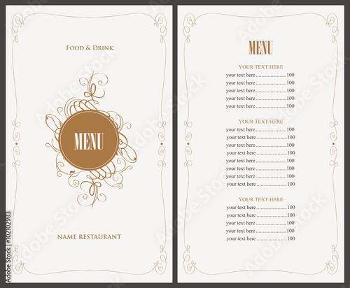 menu for the restaurant in retro style