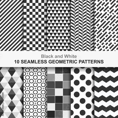 Set of vector geometric seamless patterns