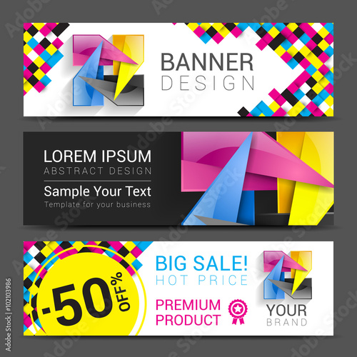 CMYK Banners logo element modern design color