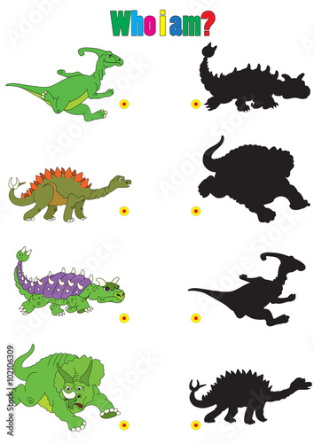 Illustration of dinosaur cartoons for children's books with riddle