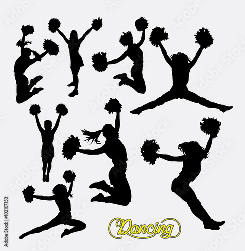 Cheerleader sport girl jumping silhouette. Good use for symbol, logo, web icon, sign, game elements, or any design you want. Easy to use.