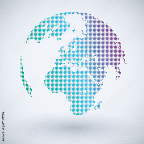 World Map In Pixel On White Background : Vector Illustration