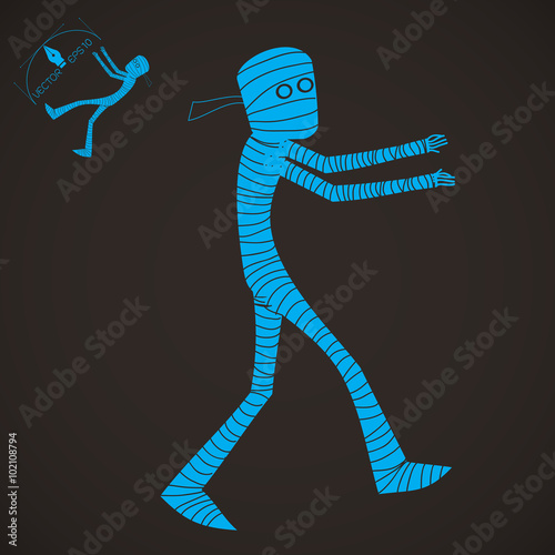 Halloween cartoon character set mummy