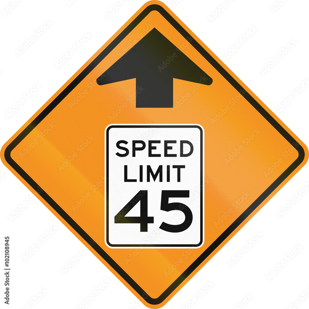 Temporary road control version - 45 MPH Zone ahead Temporary road control version - 45 MPH Zone ahead