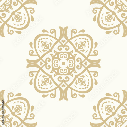 Seamless wallpaper in the style of baroque. Traditional vector golden pattern. Classic oriental background