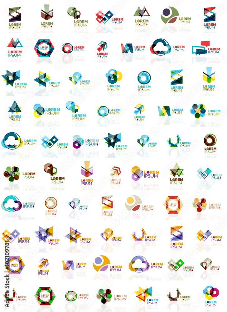 Paper style geometric shapes with glass effects. Corporate abstract logo design icon concepts Paper style geometric shapes with glass effects. Corporate abstract logo design icon concepts