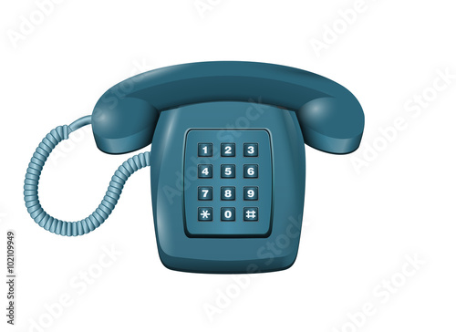 Classic land line DMTF telephone isolated on white vector photo