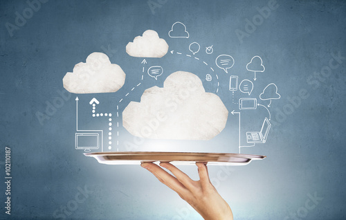 Naklejka White cloud on tray