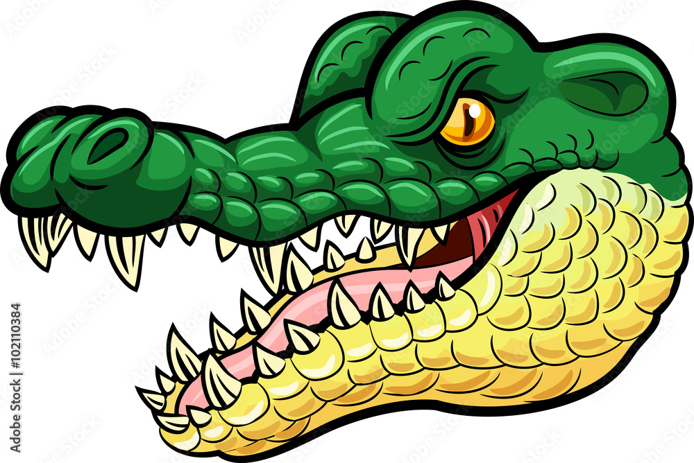 Naklejka premium Cartoon angry crocodile mascot 