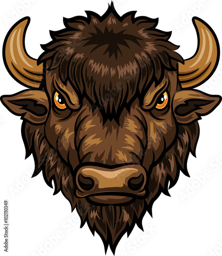Illustration of head bison mascot 