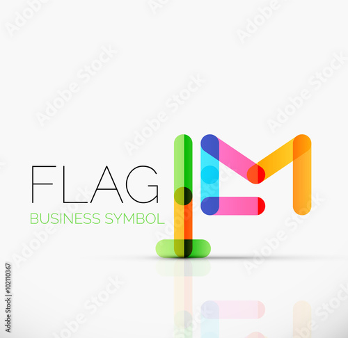 Logo flag, abstract linear geometric business icon