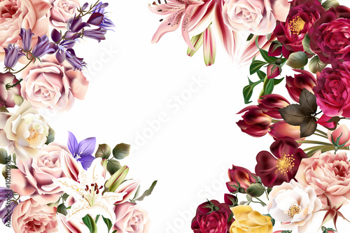 Beautiful background or invitation with rose flowers