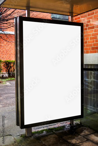 Blank bus stop advertising billboard photo