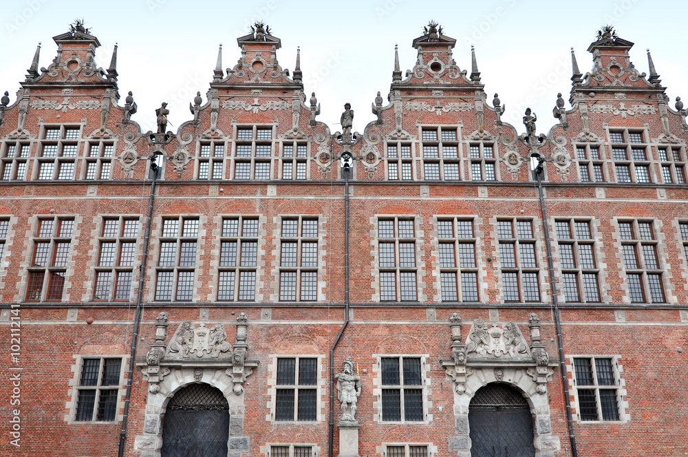 The front facade of the four oldest brick buildings. The front facade of the four oldest brick buildings.