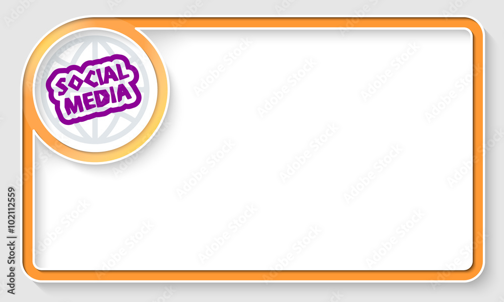 Yellow text frame and white circle box with social media symbol Yellow text frame and white circle box with social media symbol