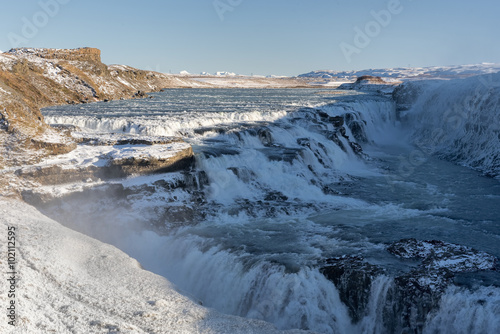 Beautiful Gullfoss waterfall at landscape. Iceland