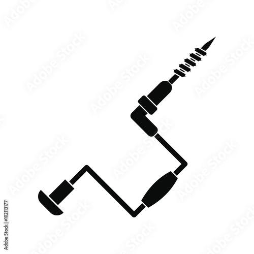 Hand fishing ice drill black icon