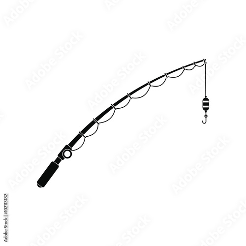 Fishing rod black simple icon