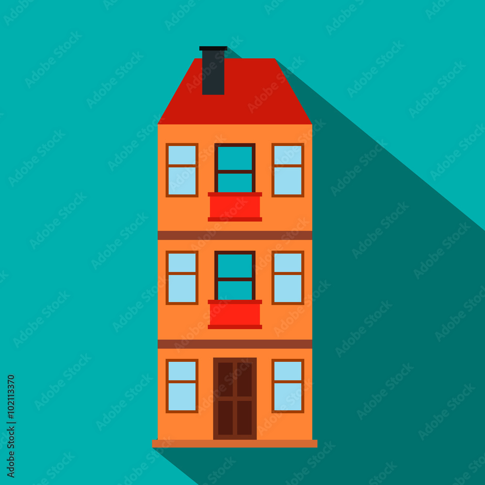 Three-storey house flat icon Three-storey house flat icon