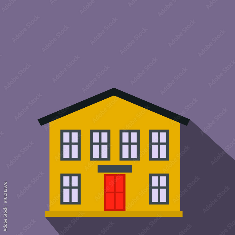 Yellow two-storey house flat icon Yellow two-storey house flat icon