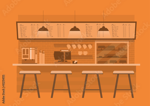 coffee counterin in orange monotone color background