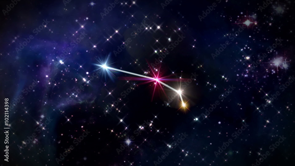 the Aries zodiac sign forming from the twinkle stars with space background