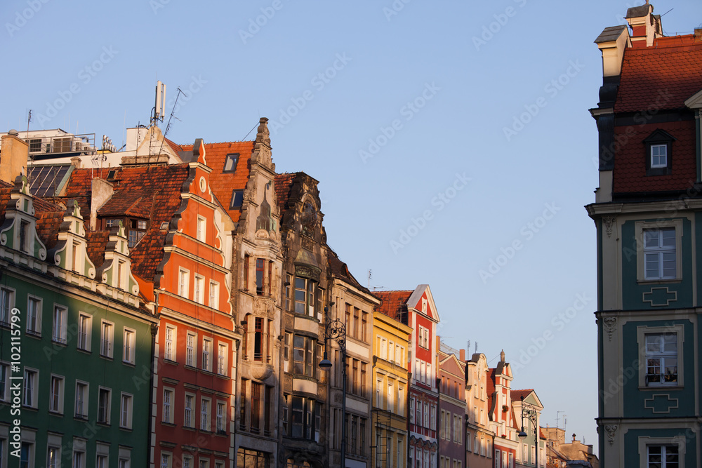 City of Wroclaw Old Town Skyline at Sunset