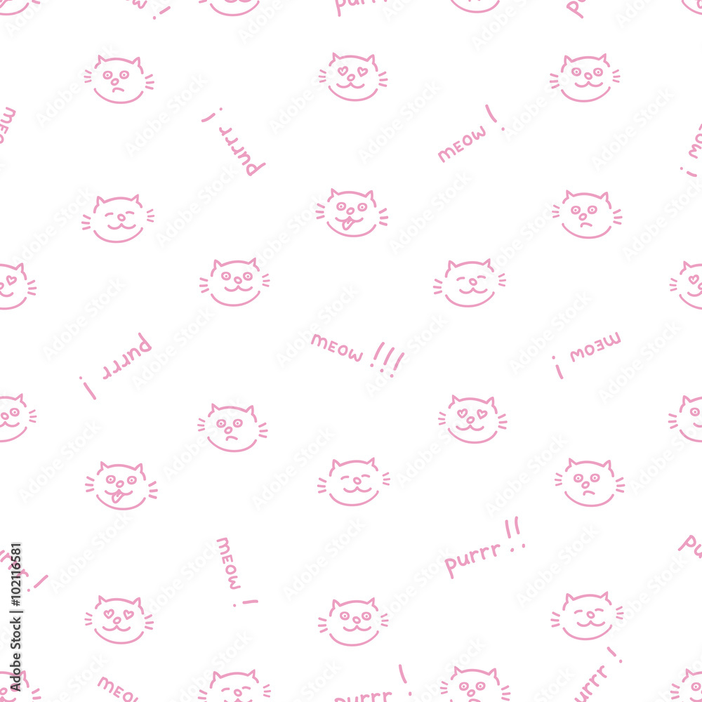 The seamless vector pattern with pink cats