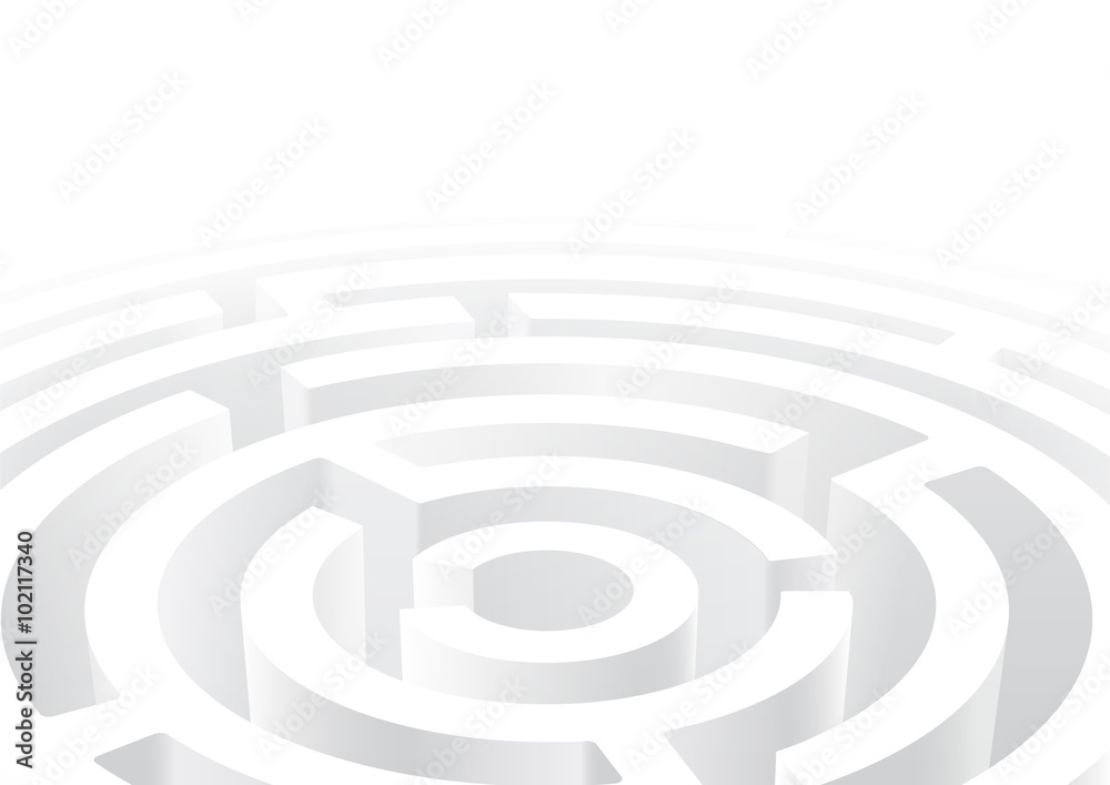 vector illustration of white circular maze 3D perspective backgr vector illustration of white circular maze 3D perspective backgr