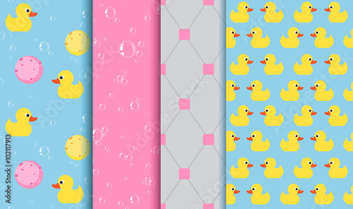 Set of seamless patterns on the subject of bathing , shower 