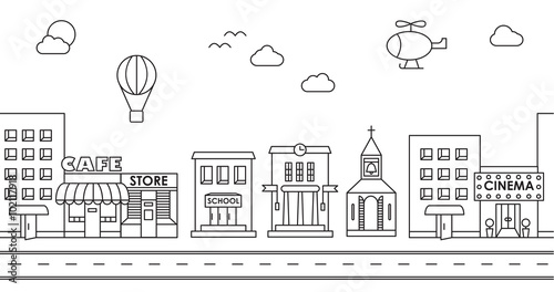 Seamless pattern of the buildings. Background for game
