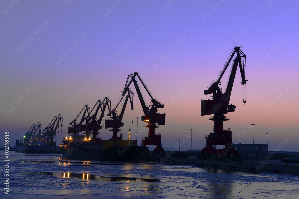 Port gantry crane is working Port gantry crane is working