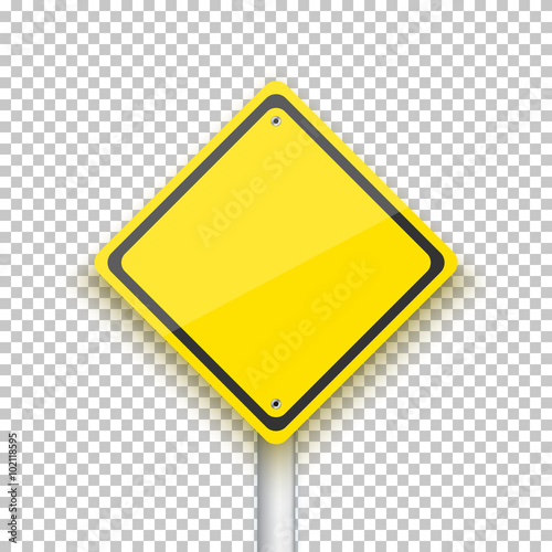 Vector Road Sign. Realistic Vector EPS10 Yellow Isolated Road Si