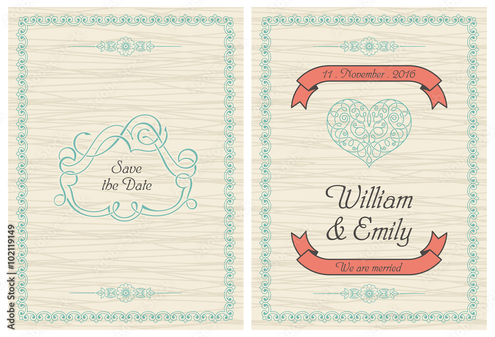 Obraz premium Save The Date, Wedding Invitation Card