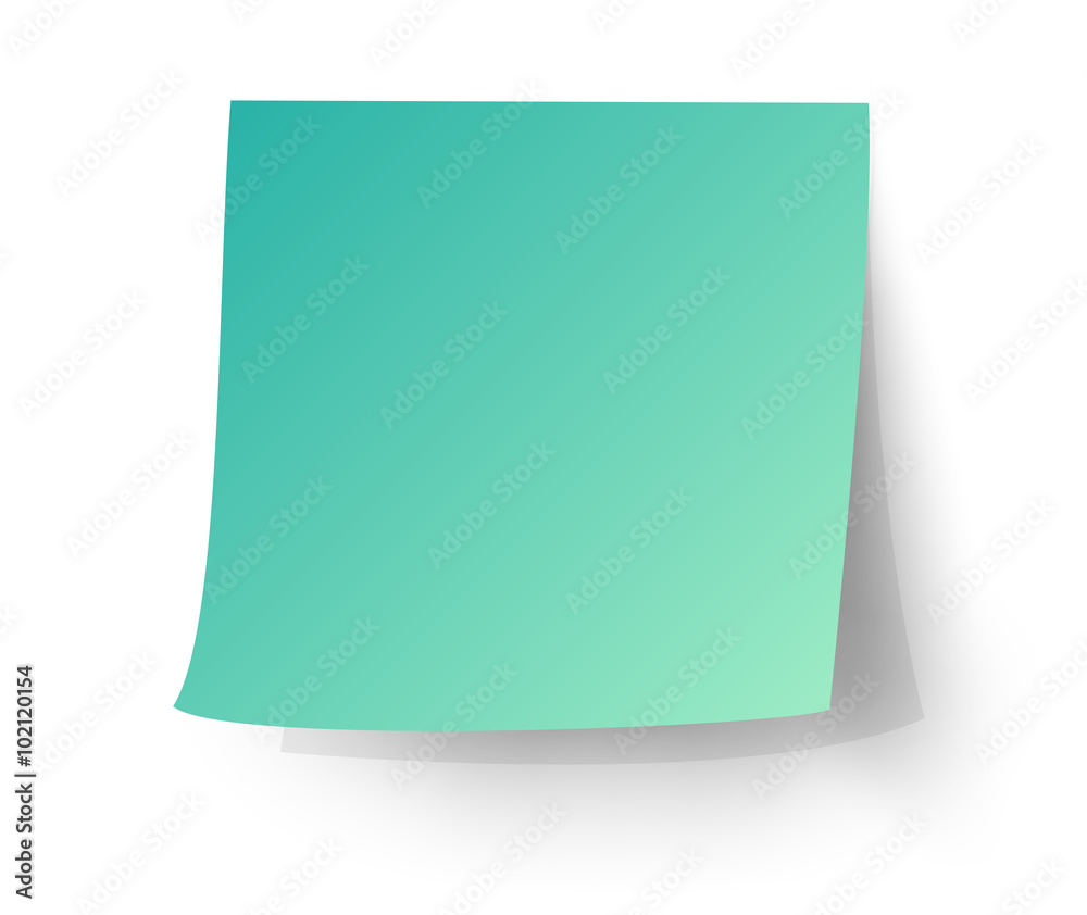 Aqua sticky note, Post-it. vector illustration. Stock Vector