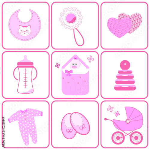 baby born icons in pink color