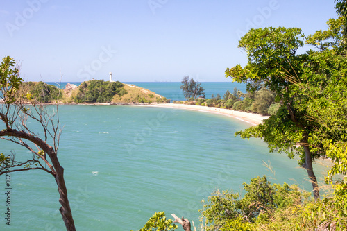 View over beach and ligthouse photo