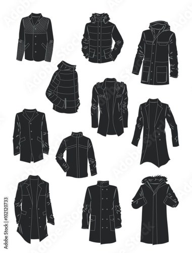 Silhouettes of men's jackets and coats