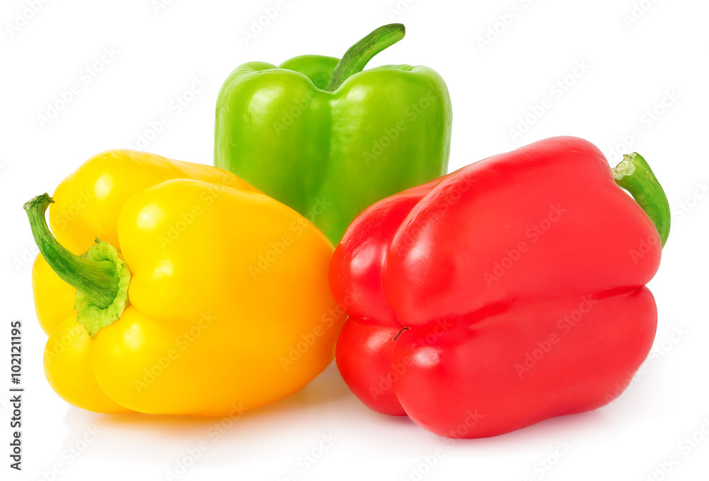 multicolored paprica bell pepper on white background multicolored paprica bell pepper on white background