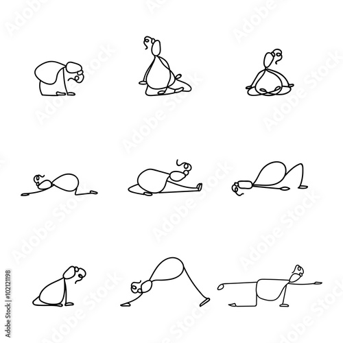 Hand drawing line cartoon yoga for pregnancy