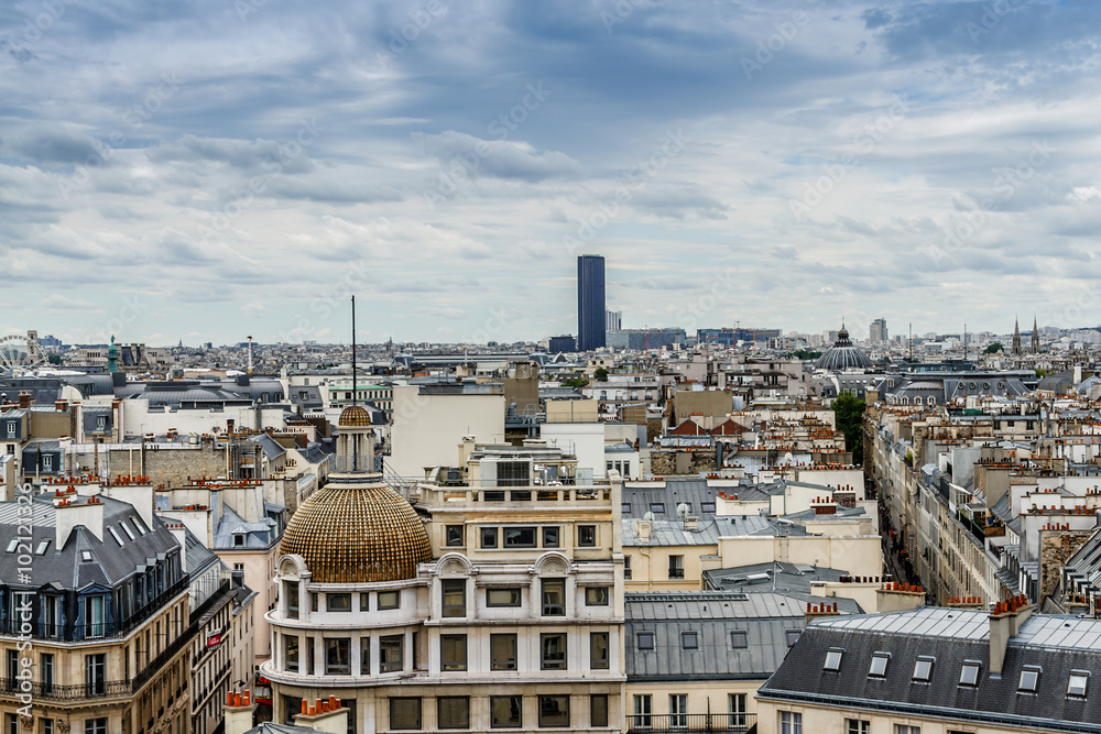 Panorama of Paris. View from Printemps store. France. 