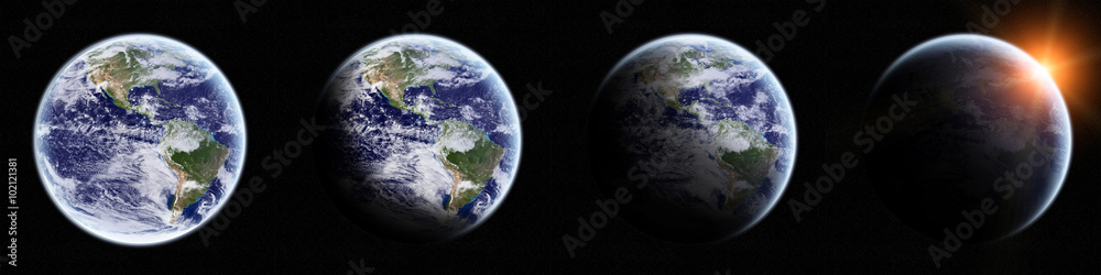 View of the planet Earth in space evolution